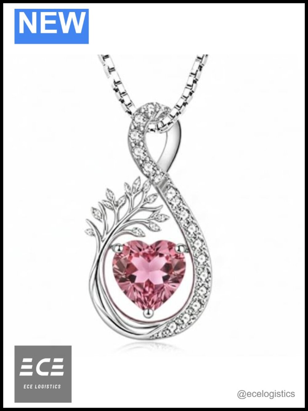 Infinity Teardrop Pendant Necklace Zircon Copper Birthstone Jewelry